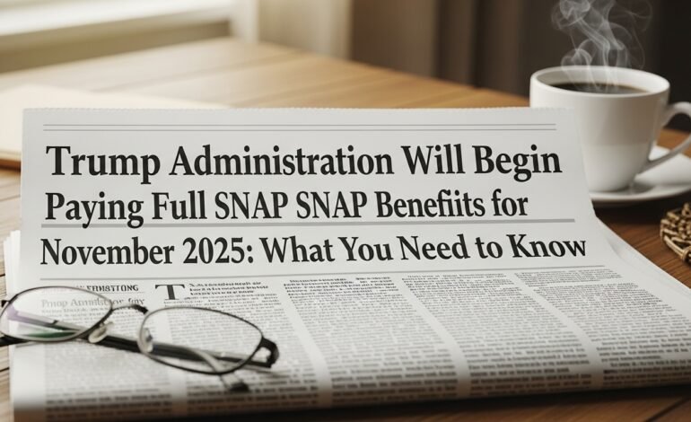 Trump Administration Will Begin Paying Full SNAP Benefits for November 2025: What You Need to Know