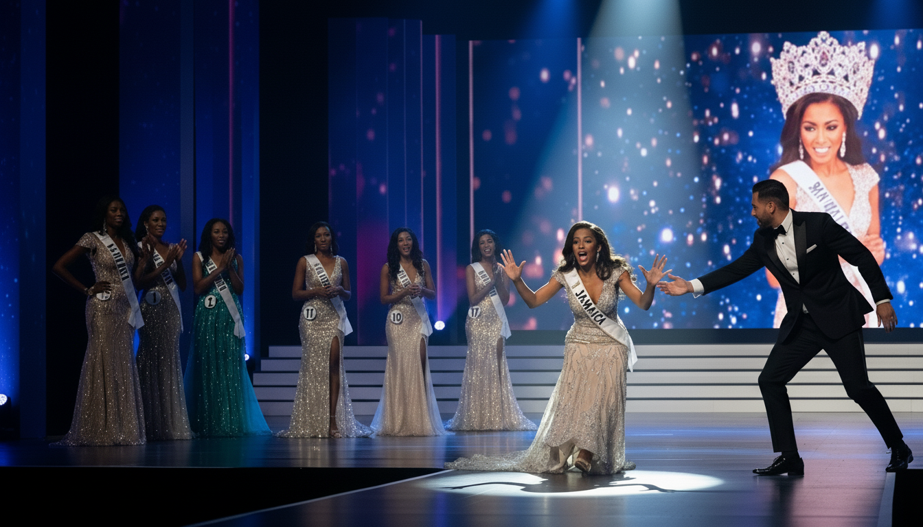 Miss Jamaica’s On-Stage Fall Sparks Controversy